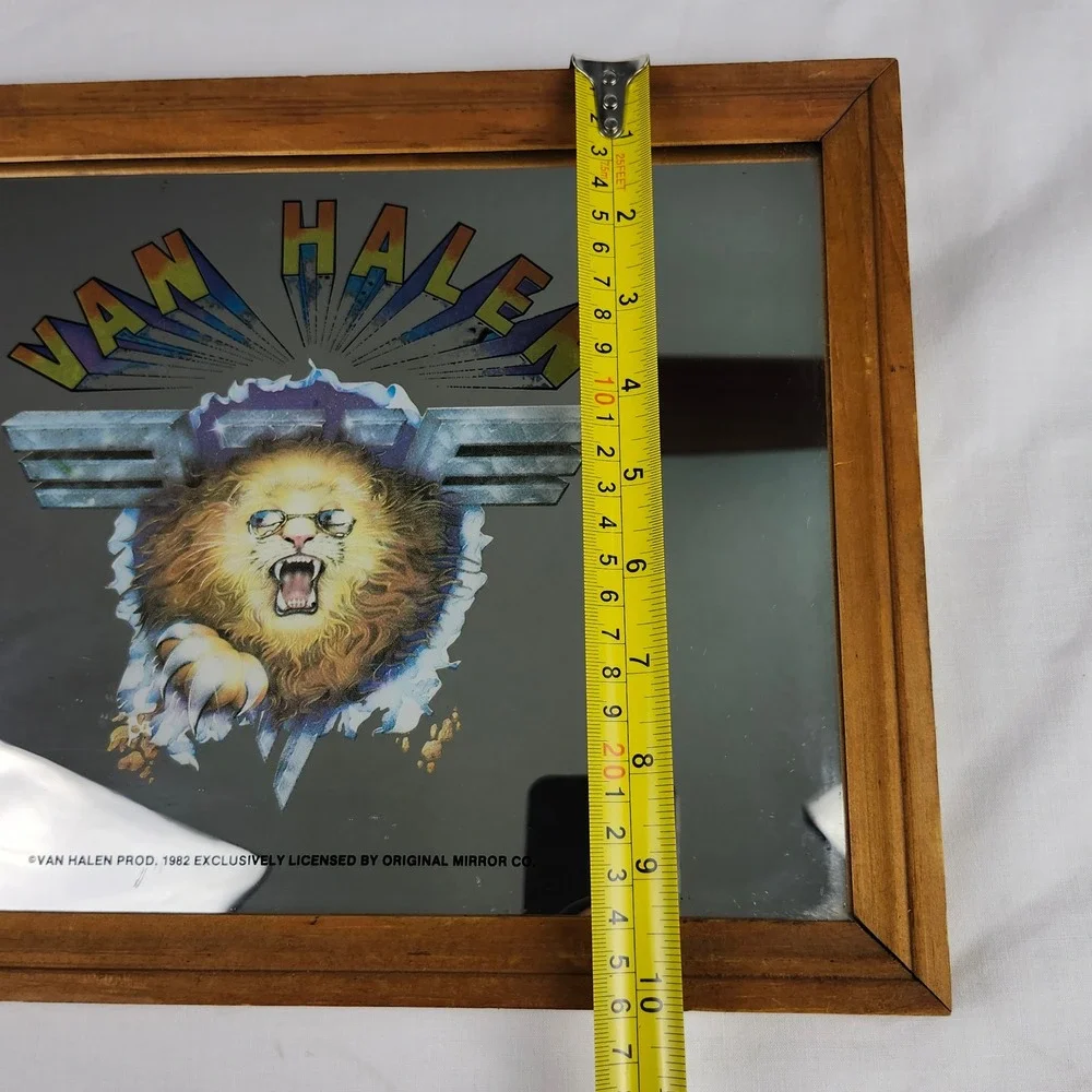 Van Halen Carnival Mirror 1982 Vintage Lion Graphic Wood Frame 13x10 Memorabilia